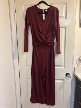 Old Navy Long Sleeve Wrap Jumpsuit - Deep Burgundy